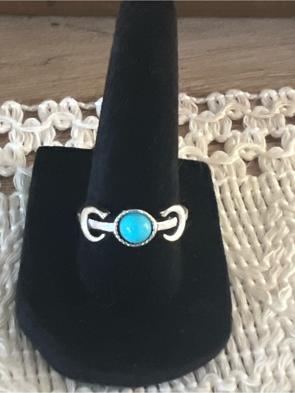 Silver tone Turquoise Ring - Elegant Blue Stone 30p1
